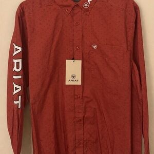 Ariat Men's Brick Red Patterned Button Down Shirt
